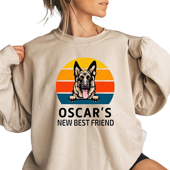 Custom Dog Mom Shirt for Women Pet Ears Sweatshirt with Name Unique Puppy Line Art Cute Dad Hoodie for DogDad Owner Lover
