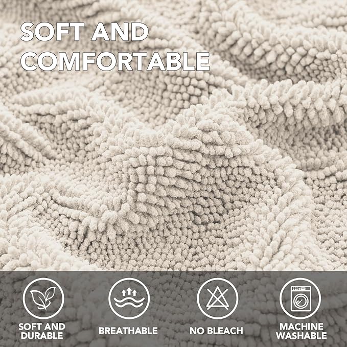 H.VERSAILTEX Non Slip Pet Couch Cover Chenille Dog Bed Protector Thick Soft Sofa Slipcover Pet Friendly Washable Couch Cushion Covers for Pets (30" x 53", Oatmeal)