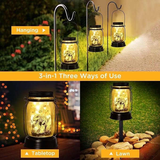 kyoryuger for Teens Boy Dinosaur Solar Lantern for Kids, Solar Lights Aesthetic Room Decor for Teen Girls Boys, Garden Decoration Outside for Yard, Patio,Backyard,Porch