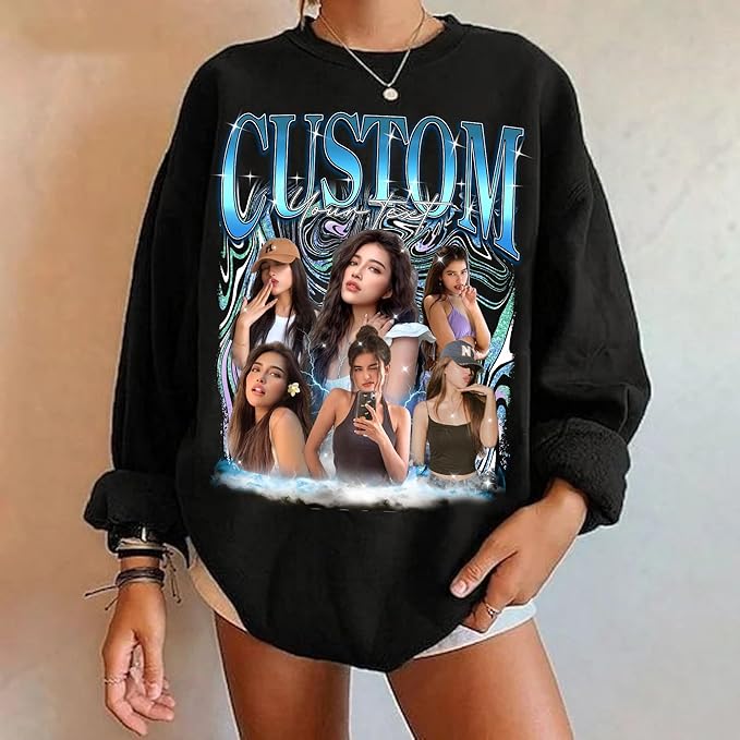 NAZENTI Custom Bootleg Rap Tee, Custom T-Shirts with Picture, Retro Custom Bootleg, Valentine's Gifts for Him Her