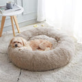 Calming Dog Bed & Cat Bed, Anti-Anxiety Donut Cuddler Warming Cozy Soft Round Bed, Fluffy Faux Fur Plush Cushion Bed for Small Medium Dogs and Cats (20"/24"/27"/30")