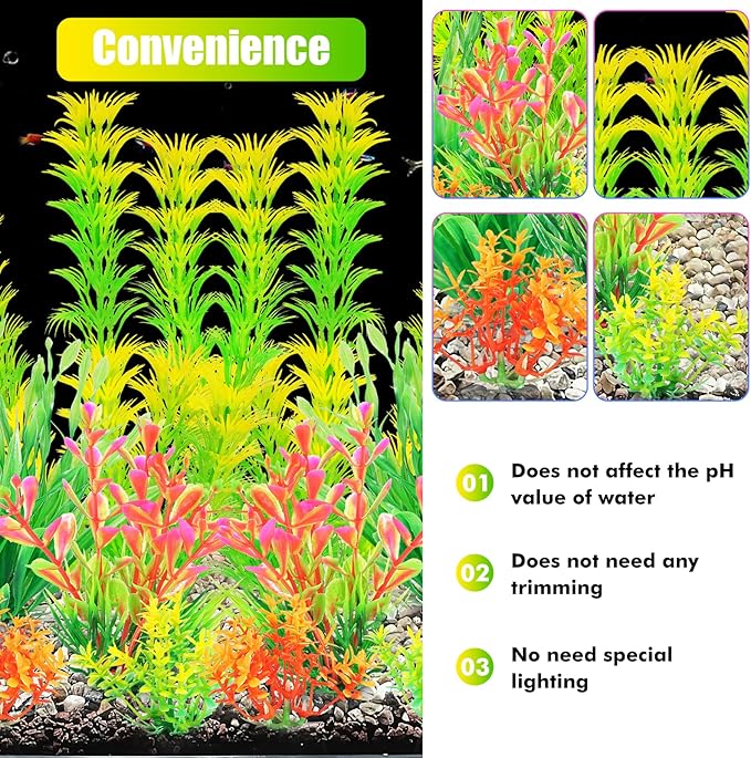 AQUANEAT Artificial Fish Tank Plants, Aquarium Decorations, Yellow Plastic Accessories, 10pcs