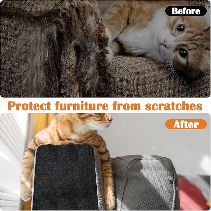 Cat Scratch Furniture Protector - 100" x 17" Trimmable Self-Adhesive Cats Claws Scratch Pads, DIY Cat Climbing Couch Protector for Scratch Post Cat Tree Replacement Indoor (Black)