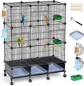 Encrypted Bird Cage (46" x 36" x 12"), with Wooden Perches, Metal Parakeet Cage with Slide-Out Tray, Water Bottle&Feeder, Bird Cages for Parrot,Parakeets,Cockatiel,Small Mid-Sized Birds