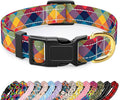 Reflective Dog Collar for Large Dogs, Cute Boho Adjustable Heavy-Duty Nylon Puppy Collar for Boy and Girl Female, Soft Pet Accessories with Quick Release Buckle, Colorful Tartan