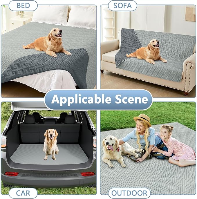 hyha Waterproof Dog Blanket, Soft Pet Bed Blankets, Waterproof Sofa Couch Cover for Dogs Washable, Reversible Pet Couch Covers for Sofa Furniture (52x82 Inch, Grey/Dark Grey)