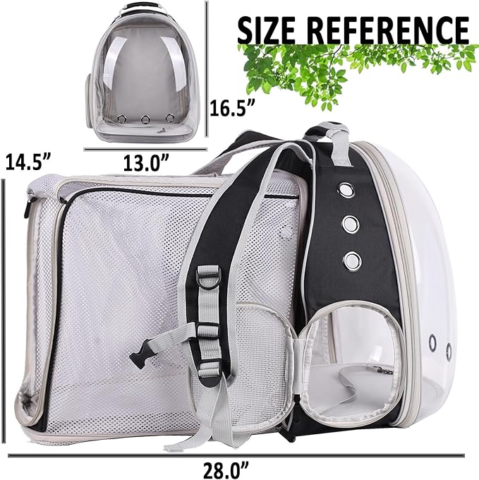 Square Back Extension Pet Backpack Carrier for Cat and Small Puppy up to 12 Pounds, Clear Space Capsule Astronaut Transparent Bubble Window Backpack to Carry and Transport Cat to Vet and Traveling
