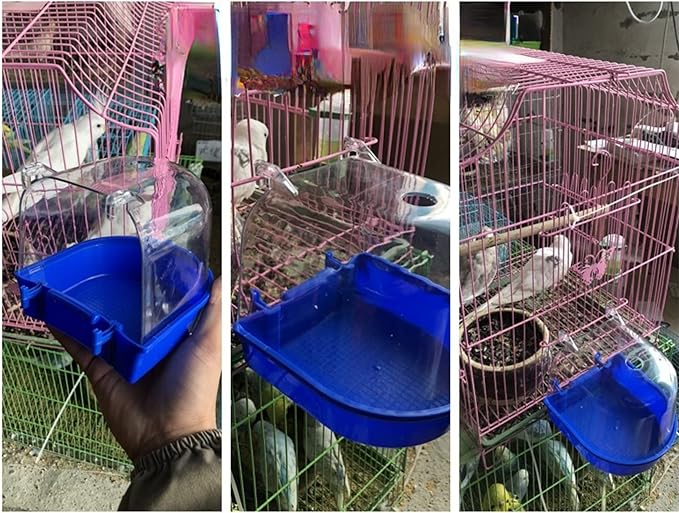 Bird Bath Cage, Cleaning Pet Supplies Bird Bathtub with Hanging Hooks Come with Free Water Injector for Parrots Spacious Parakeets Portable Shower for Most Birdcage Random Color (M)