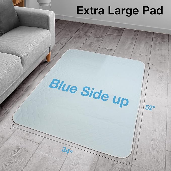 2 Packs Reusable Incontinence Bed Pad, 52" x 34" Washable Pee Pads, Waterproof Bed Pad & Pet Pad, Perfect for Kids, Adults, The Elderly and Pets