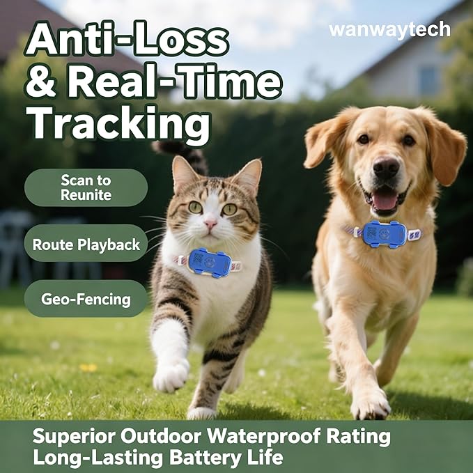 GPS Tracker for Dogs with Activity and Wellness Monitoring, Real-time Tracking Pet GPS Location Tracker, Waterproof，Location History, Geofence, Long-Life Battery, Subscription Needed