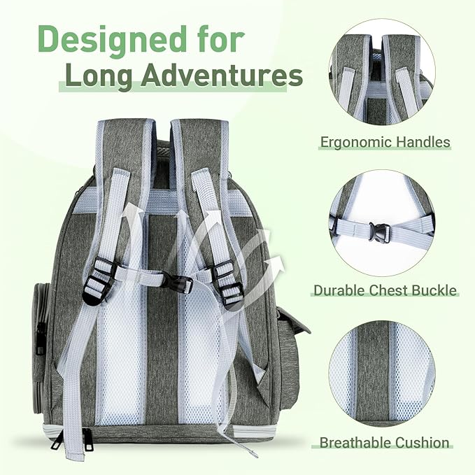 Pawstrip Cat Backpack Carrier with Large Space Bubble Window, Airline Approved Breathable Pet Carrier for Small Dogs Cats up to 15lbs, Foldable for Travel Hiking & Outdoor Use