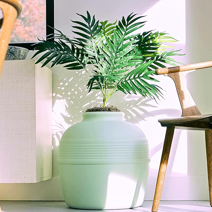 Good Pet Stuff Hidden Litter Box Planter, Decorative Cat Litter Enclosure with Carbon Filter, Artificial Plant, Easy Clean, Indoor Design, Original Round Style, Base Kit, Seagrass Green