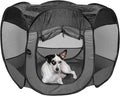 Furhaven Portable Dog Playpen Cat Tent, Pet playground,Kennel foldable indoor outdoor zippered puppy crate - Gray, Medium