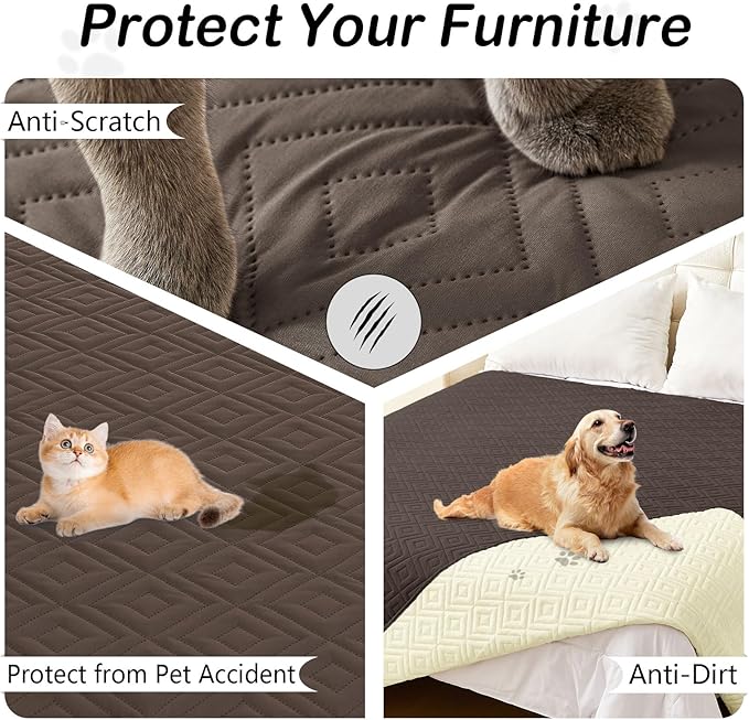 hyha Waterproof Dog Blanket, Soft Dog Bed Cover Pet Blankets, Waterproof Sofa Couch Cover for Dogs Washable, Reversible Pet Couch Covers for Sofa Furniture (52x82 Inch, Chocolate/Beige)