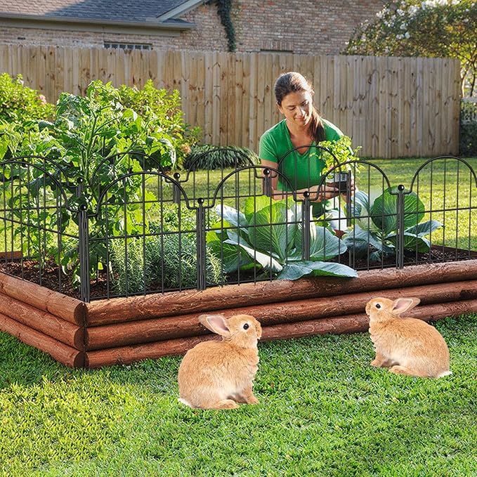 Garden Fence, 17 in(H) x 21 ft(L) Arched Rustproof Metal No Dig Fence Garden Fence Border, Ground Stake Animal Barrier Fence for Rabbit Dog, Outdoor Landscape Decor for Yard & Patio,19 Pack