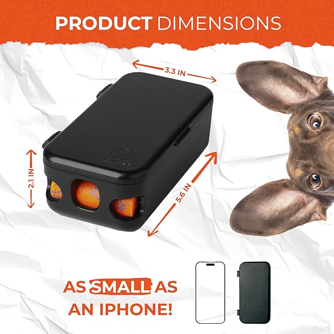 Dog Poop Bag Dispenser - Outdoor or Indoor Pet Waste Bag Dispenser Station - Stick-On or Screw-On Wall Mount - Poop Bags Storage Outdoor Container - Includes 4 Doggie Bag Rolls (Black)