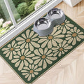 SHIYUE Dog Food Mats for Floors, Absorbent Cat Bowl for Food and Water, Non-Slip Accessories Pet Supplies(16"x24",Forest Green Flower)