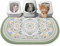 Bienbee Cat Litter Mat, 40" x 30" Jumbo Size Litter Box Mat Rug with Non-Slip Bottom, Urine and Water Proof, Easy to Clean Cat Supplies Essentials for Indoor Kitty Kitten Floor,Bean-Green XL