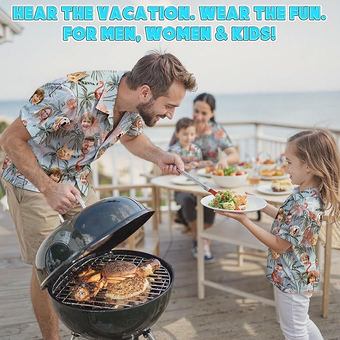 Custom Hawaiian Shirt with Face Photo Picture for Men Women Kids Youth Adult, Tropical Personalized Hawaiian Shirts Gift