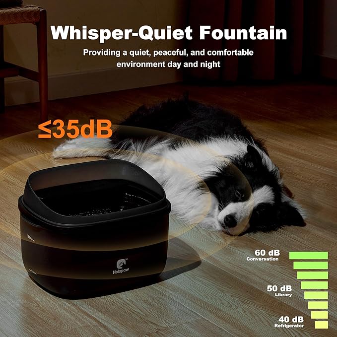 Dog Water Fountain for Large Dogs, 2.1Gal/8L Dog Water Bowl Dispenser, No Spill Automatic Pet Water Fountain for Dogs Cats Multiple Pets with Ultra Quiet Pump, 3 Filter Replacement, Black