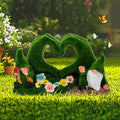 St Patricks Day Gnome Garden Gnome Statue Heart-Shaped Moss Covered Outdoor Garden Decor Cute Gnomes Decorations for Home Patio Yard Balcony Lawn Decor