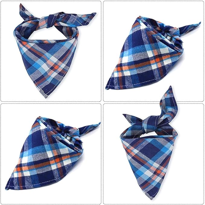 8 Pack Triangle Dog Bandanas, Reversible Plaid Painting Bibs Scarf, Washable Christmas Dog Bandanas Boy Girl Apparel & Accessories Kerchief Set