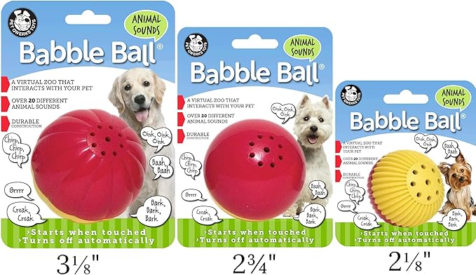 Pet Qwerks Animal Sounds Babble Ball - Chew Dog Toy - Small