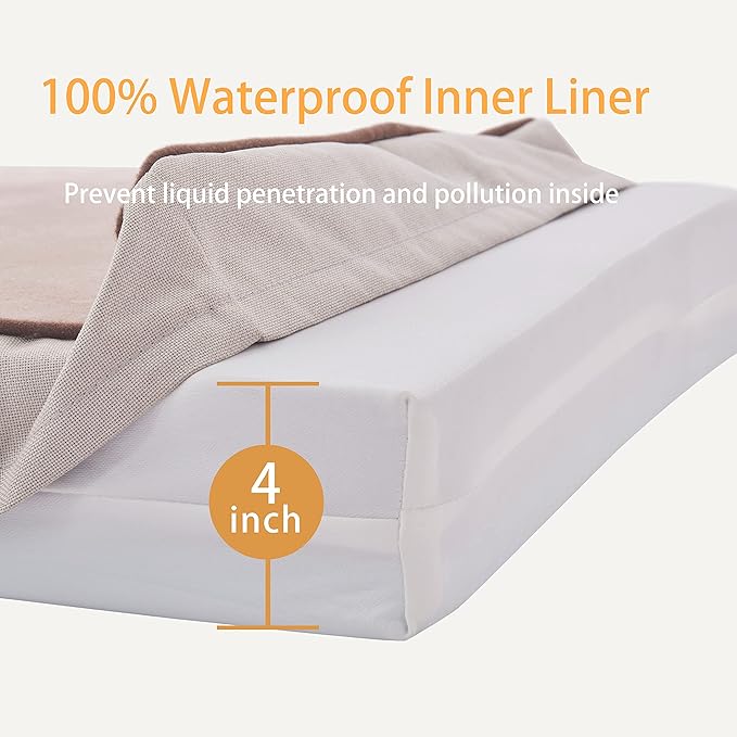 Orthopedic Memory Foam Dog Bed, Cooling Dog Beds for Medium/Large Dogs -Waterproof Pet Bed for Crate with Removable Washable Cover, XL(41inch,90Lbs)