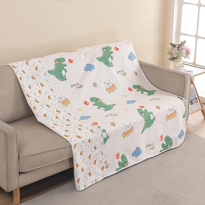 WenBags Waterproof Dog Bed Cover 40*60 Inches Throw Size,Pet Hair Resistant Reversible Couch Cover Mattress Protector,Leakproof Bed Liner/Sheet/Blanket for Adults Elderly Pets (Cute Dinosaurs, 40*60)