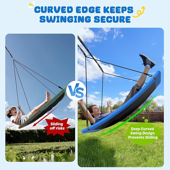 Trekassy 700lb Giant 60" Skycurve Platform Tree Swing for Kids and Adults with 2 Hanging Straps-Blue