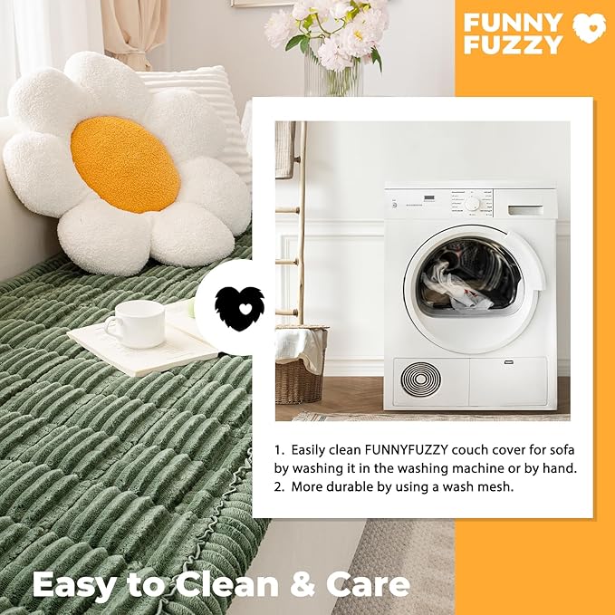 FUNNY FUZZY Pet Couch Covers for Sofa, Washable Dog Couch Cover Protector for Dogs, Flannel Couch Covers for Dogs Pet Friendly Pets Mat Bed Sofa Cover (Dark Green, 27.6"×82.7")