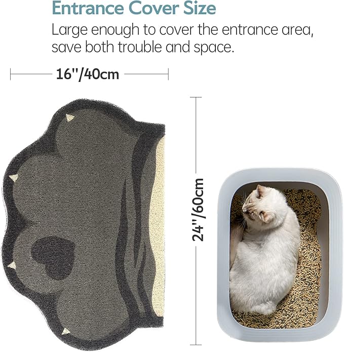 Cute Cat Litter Mat 24”x16”, Litter Box Mat, Litter Trapping Mat, Soft on Kitty Paws, Easy Clean, Anti Slip, Pet Accessories, Door Floor mats - TigerSpot Blackpaw