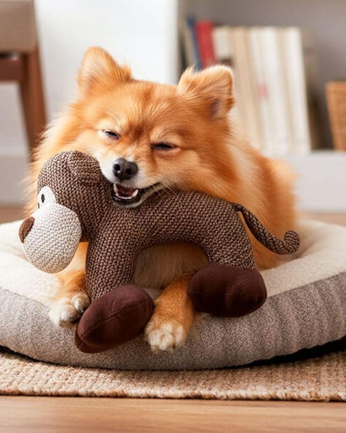 Linen Safari Companions - Linen Dog Toy, Chew-Resistant Natural Linens Squeaky Safari Animal for Small to Medium Dogs, Helps Reduce Destructive Chewing for Indoor Play and Boredom Relief (Elephant)