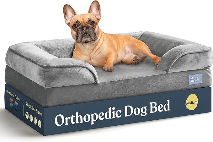 Orthopedic Sofa Dog Bed - Ultra Comfortable Dog Beds for Medium Dogs - Breathable & Waterproof Pet Bed- Egg Foam Sofa Bed with Extra Head and Neck Support - Removable Washable Cover & Nonslip Bottom.