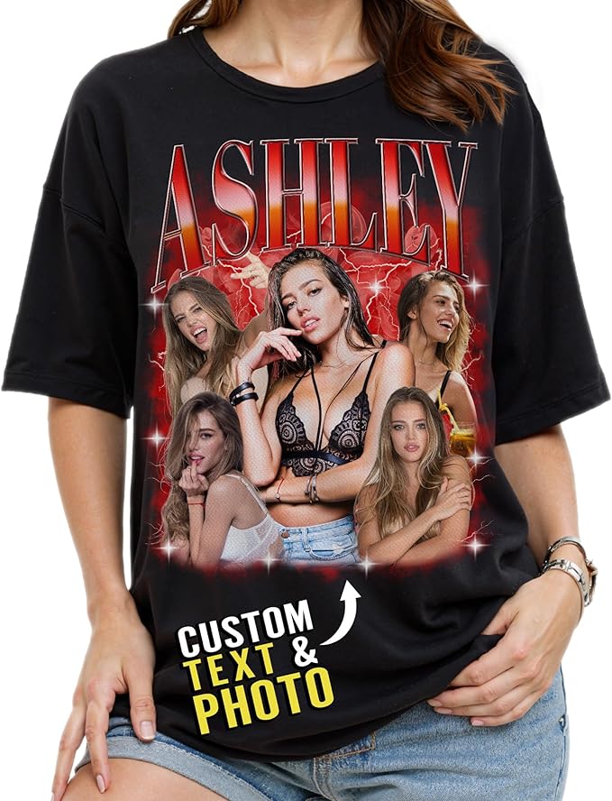 Custom Bootleg Rap Shirt with Photo Text, Vintage Custom Picture Shirt for Girlfriend, Boyfriend, Dad, Mom, Pet Lover Friend