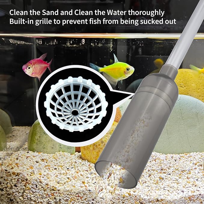 Aquarium Siphon Vacuum Cleaner for Gravel and Sand, Fish Tank Vacuum Gravel Cleaner, Manually Fish Tank Water Changer