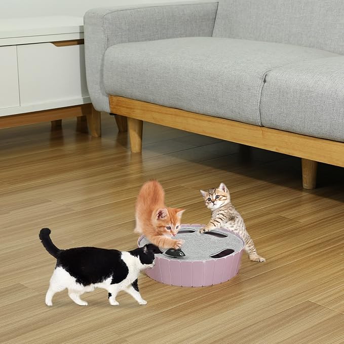 Pawaboo Interactive Cat Toy with Running Mouse, Electronic Motion Cat Toy Automatic Teaser for Indoor Cats, Pop and Play Hide Seek Cats Toys Hunting Mouse for Pet Kitten Play Fun Exercise, Purple