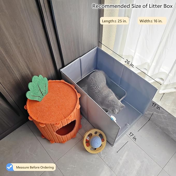 Extra Large Cat Litter Box Enclosure with Litter Mat, Open Top High Side, All-in-One Waterproof Splash Guard for Pet Litter Pan, Scratch Proof Cover for Cat Litter Boxes