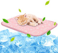 NWK Pet Cooling Mat - Ice Silk Cooling Mat for Dogs & Cats Portable & Washable Pet Cooling Blanket, Car Seats, Beds for Summer (1, Pink Cat, 16’’ X 20’’ X 0.3)