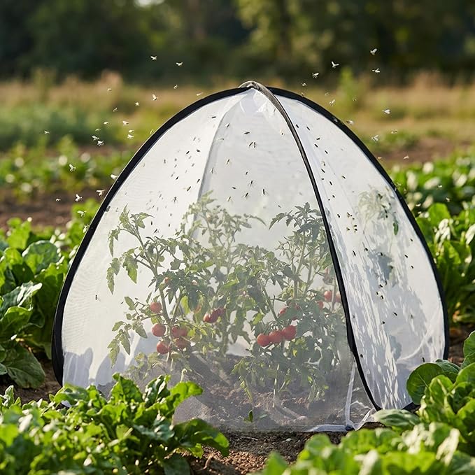 2 Pcs Pop Up Insect Barrier Plant Cover Tent, 30 x 28 x 28 Inch Foldable Garden Plant Protectors Mesh Enclosure, Garden Net Cage Bird Insect Guard Cover for Protecting Plants Fruits Vegetables