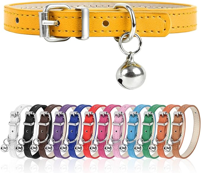 S Dog Collar for Small Dogs Adjustable Dog Collars Cat Collar for Small Medium Large Dogs 3/8 inch Width (Golden, S)