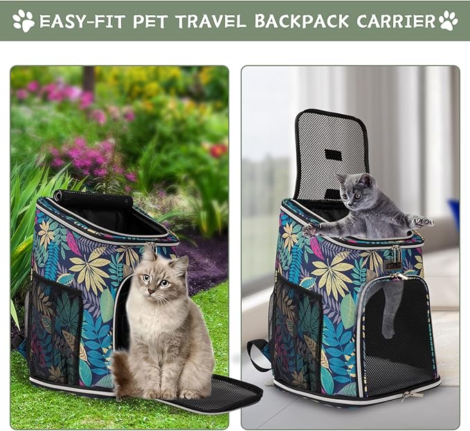 BAGLHER Cat Backpack Carrier, Mesh Pet Cat Carrier for Medium Small Dog Cat Puppy Kitten Bunny up to 18lbs, Dog Travel Backpack for Picnic Hiking Walking Cycling