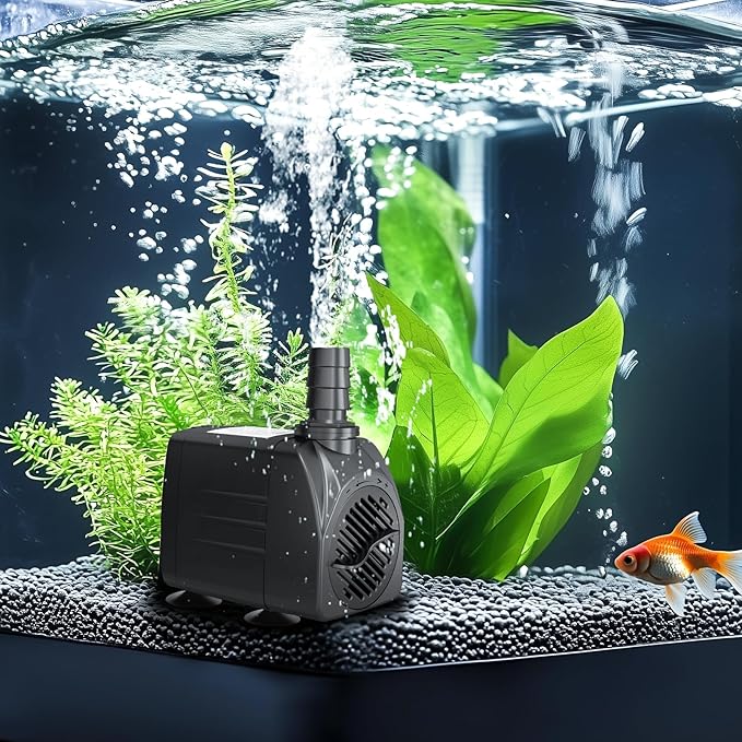 GROWNEER 550GPH Submersible Pump 30W Fountain Water Pump, 2000L/H, with 7.2ft High Lift, 3 Nozzles for Aquarium, Fish Tank, Pond, Hydroponics, Statuary, Pool