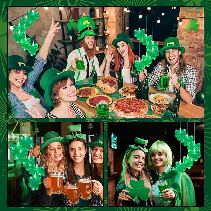 St. Patrick's Day Solar Shamrock Wind Chimes, Green Shamrock Solar Lights Outdoor Mobile Wind Chime for Party Window Garden Yard Decorations, Birthday Irish Gifts for Mom Women Grandma