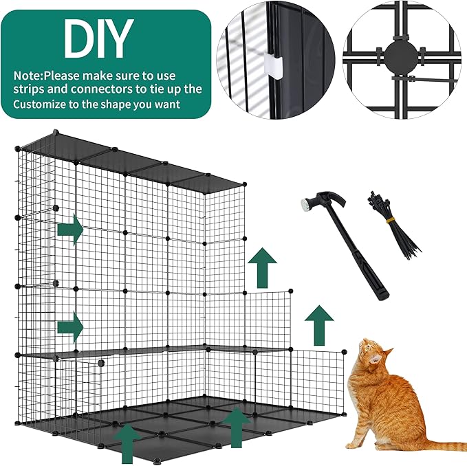 YITAHOME Cat Cage Indoor Large with Storage Cube DIY Outdoor Catio Cats Enclosures Metal Cat Playpen with Hammock Platforms for 1-4 Cats 5 Tiers Cat Kennel