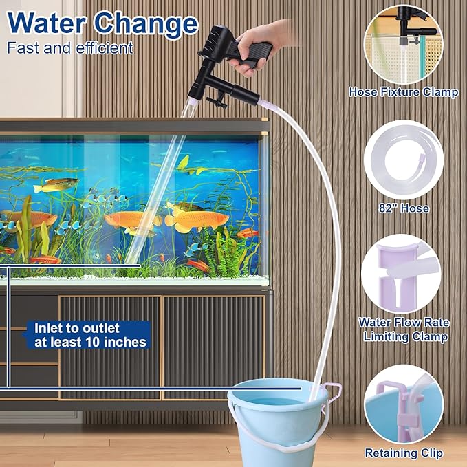 Fish Tank Cleaner Kit, Gravel Vacuum for Aquarium, Fish Tank Aquarium Vacuum Gravel Cleaner, Aquarium Siphon with Magnetic Fish Tank Glass Cleaner, Aquarium Cleaning Tools Water Changer