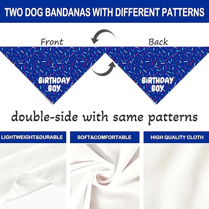 Birthday Boy Dog Bandanas 1 Pack, Blue Birthday Dog Scarfs for Boys, Pet Scarves for Boy HBD Bandanas for Small Medium Large Dogs (Birthday Boy, One Size)