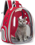 Cat Bubble Backpack Carrier for Small Medium Dogs Cats Carrying Bag, Airline Approved Pet Travel Carrying Bag Dog Hiking Walking Outdoor Backpack (Red)