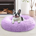 JOLLYVOGUE Calming Dog Bed Large Size Dog, Anti-Anxiety Donut Large Pet Bed, 36 inches Fluffy Faux Fur Round Cat Bed, Fits up to 75 lbs Pets (Purple)