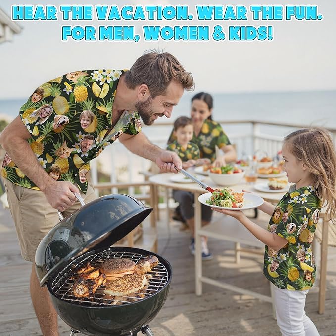Custom Hawaiian Shirt with Face Photo Picture for Men Women Kids Youth Adult, Tropical Personalized Hawaiian Shirts Gift